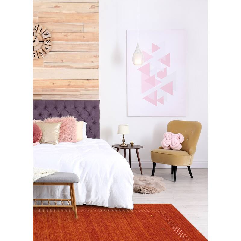 ECARPETGALLERY Hand Loomed Kashkuli Gabbeh Orange Wool Rug - 4'11 x 8'0