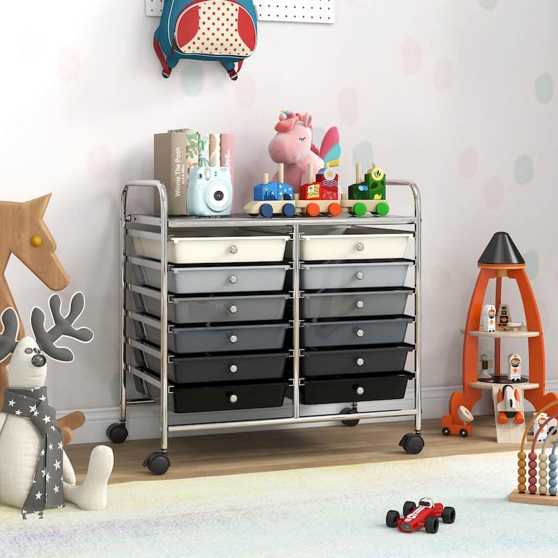 Costway 12 Drawers Rolling Cart Storage Scrapbook Paper Studio - See Details