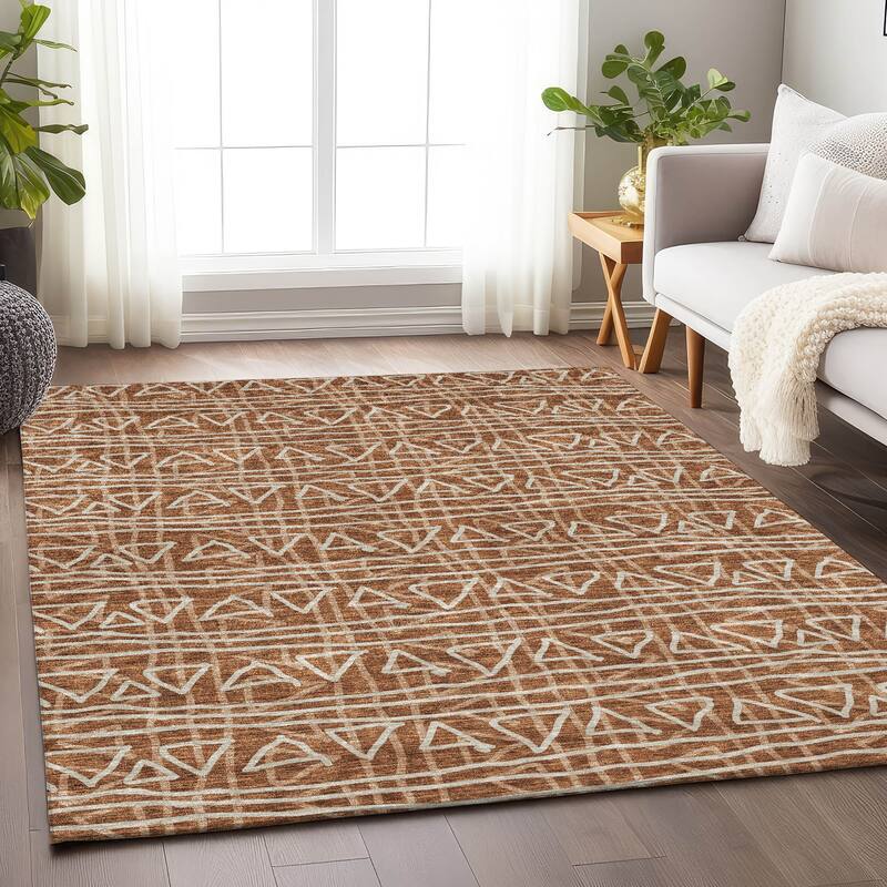 Premium Washable Super Soft Geo Mayfield Rug - Terracotta - 5' x 7' 6" - Rectangle