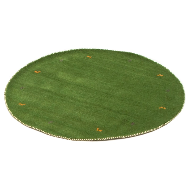 Kashkuli Gabbeh Green Rug 5'0" x 5'0" - 5'0 x 5'0