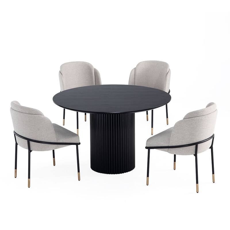 Manhattan Comfort Hathaway Flor Modern 47.24 Solid Wood Round Dining Set