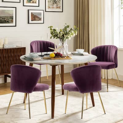 Barbara Side Chair with Metal Base Set of 4 by HULALA HOME