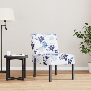 vidaXL Slipper Chair Blue Flower Fabric - 18.9