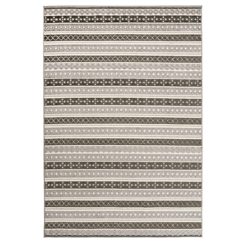 World Rug Gallery Contemporary Geometric Stripe Indoor/Outdoor Area Rug