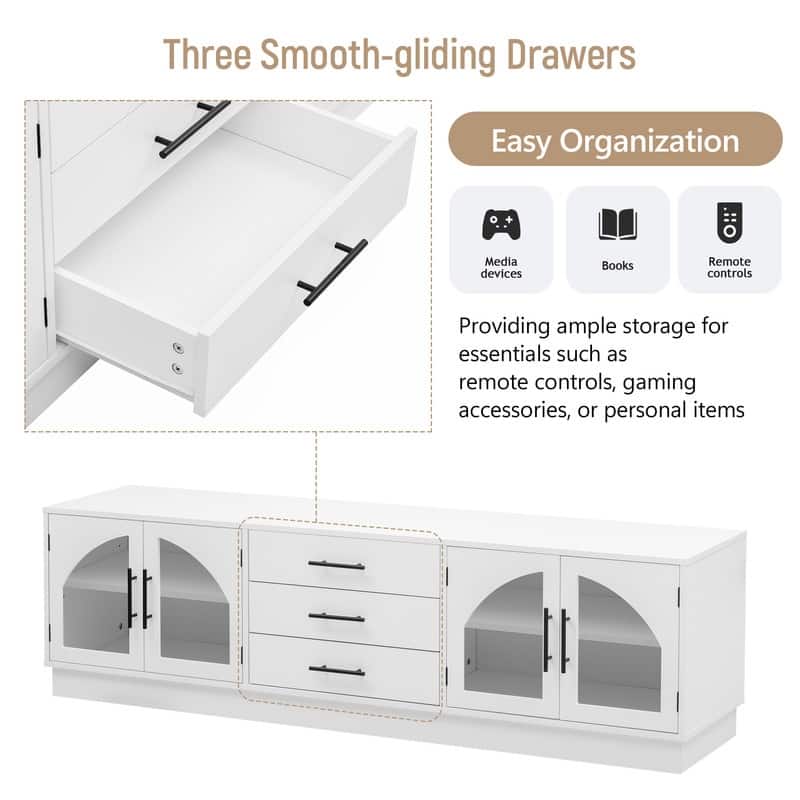 68.9'' Modern Minimalist TV Stand for TVs up to 75 Inches, Entertainment Center Media Console Cabinet with Adjustable Shelves