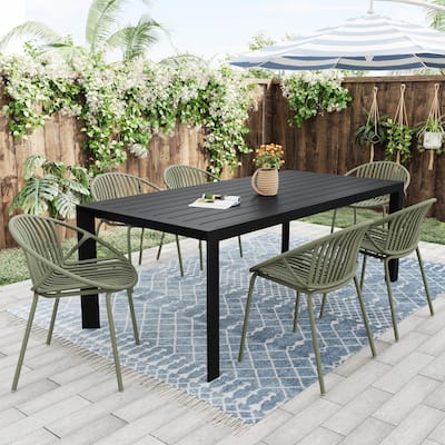 Christopher Knight Home - Lennox Plastic Chairs and Aluminum Table Outdoor 7 Piece Dining Set