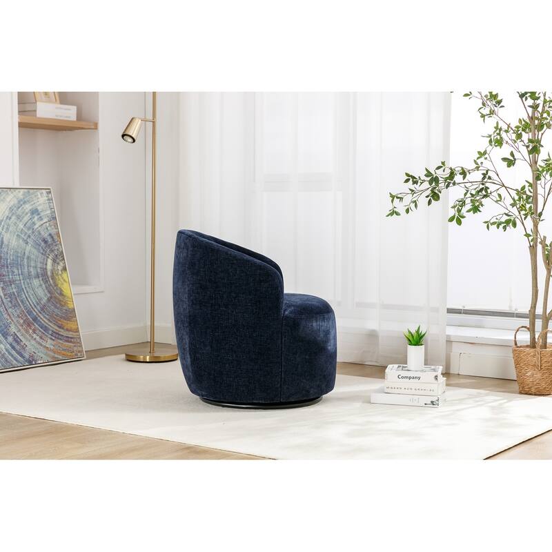 Chenille Fabric Swivel Accent Armchair Barrel Chair
