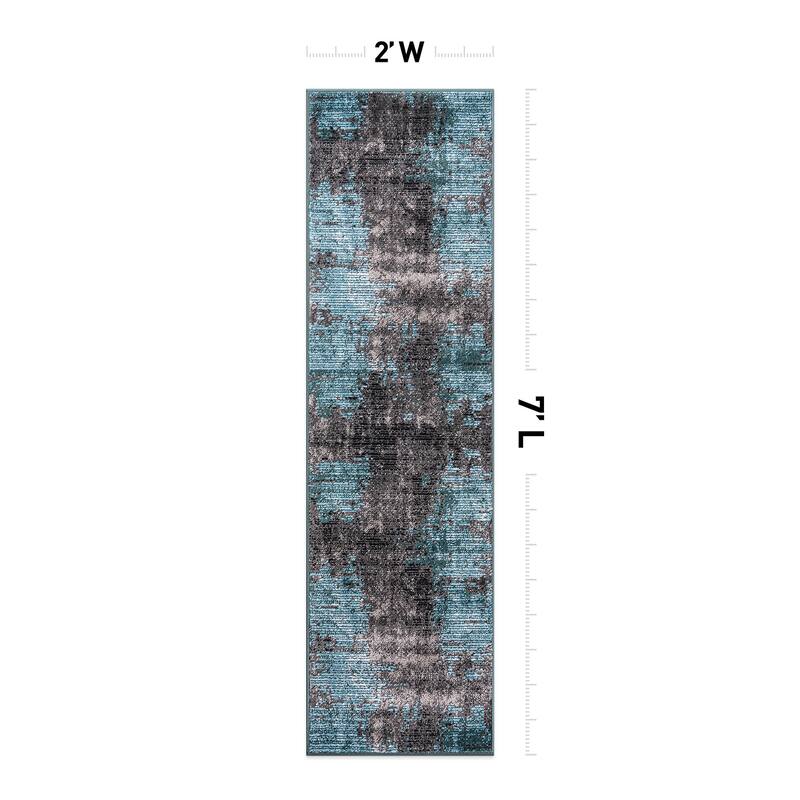 World Rug Gallery Abstract Design Distressed Blue Area Rug