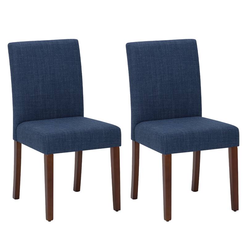 Set of 2 Modern Fabric Dining Chairs, Beige Upholstered Side Chairs with Wood Legs for Farmhouse
