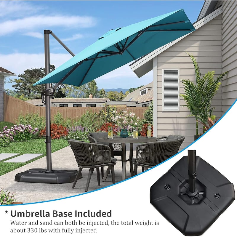 PURPLE LEAF 9 ft 360 Degree Rotation Patio Umbrella With Base - Blue