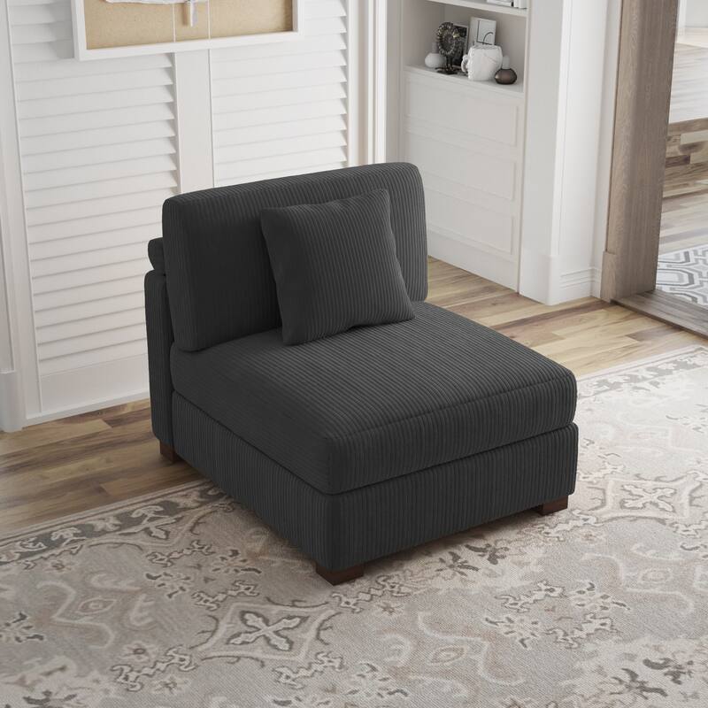 Corduroy Couch Modular Sectional Sofa with Pillows