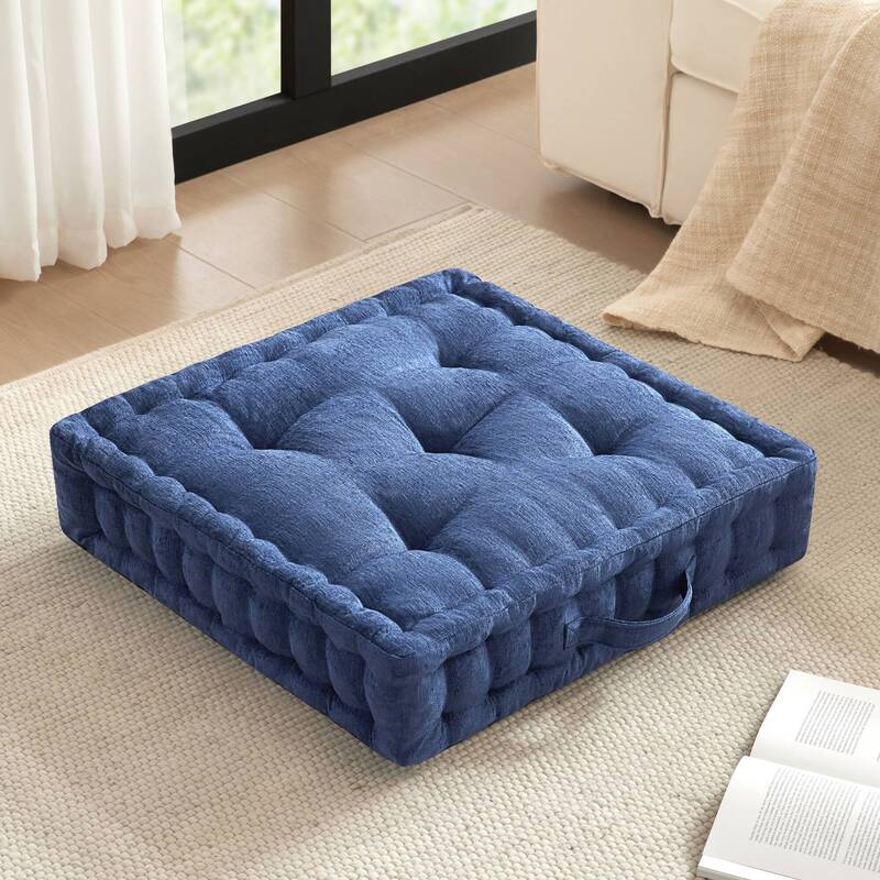Intelligent Design Azza Poly Chenille Square Floor Pillow Cushion - 24x24 - Navy