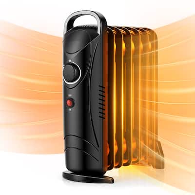 Black Electric Room Heater 700W Silent Operation with Overheat Protection for Bedroom or Office - 12" x 5.5" x 15"