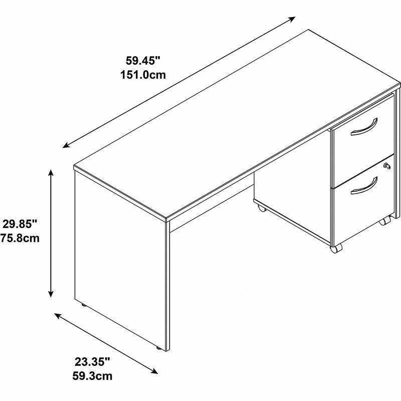 Series C 60W Desk with Mobile File Cabinet by Bush Business Furniture