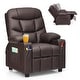 preview thumbnail 40 of 45, Costway Kids Youth Recliner Chair PU Leather w/Cup Holders & Side Brown