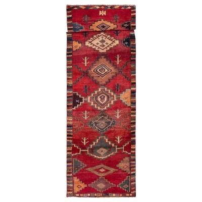 ECARPETGALLERY Hand-knotted Melis Vintage Red Wool Rug - 4'4 x 14'0