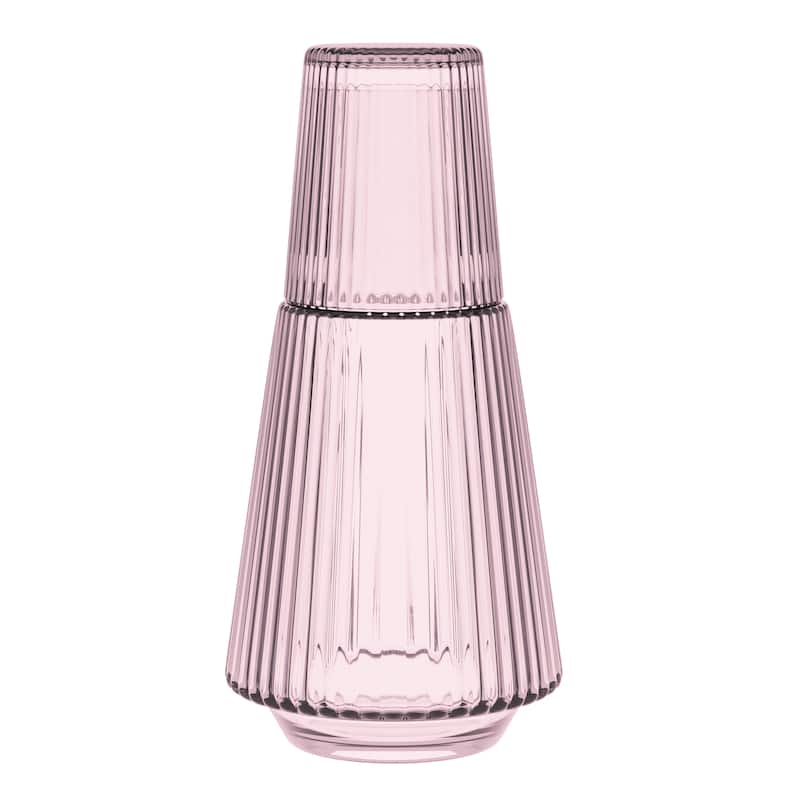 American Atelier Vintage Bedside Water Ribbed Carafe with Lid Tumbler