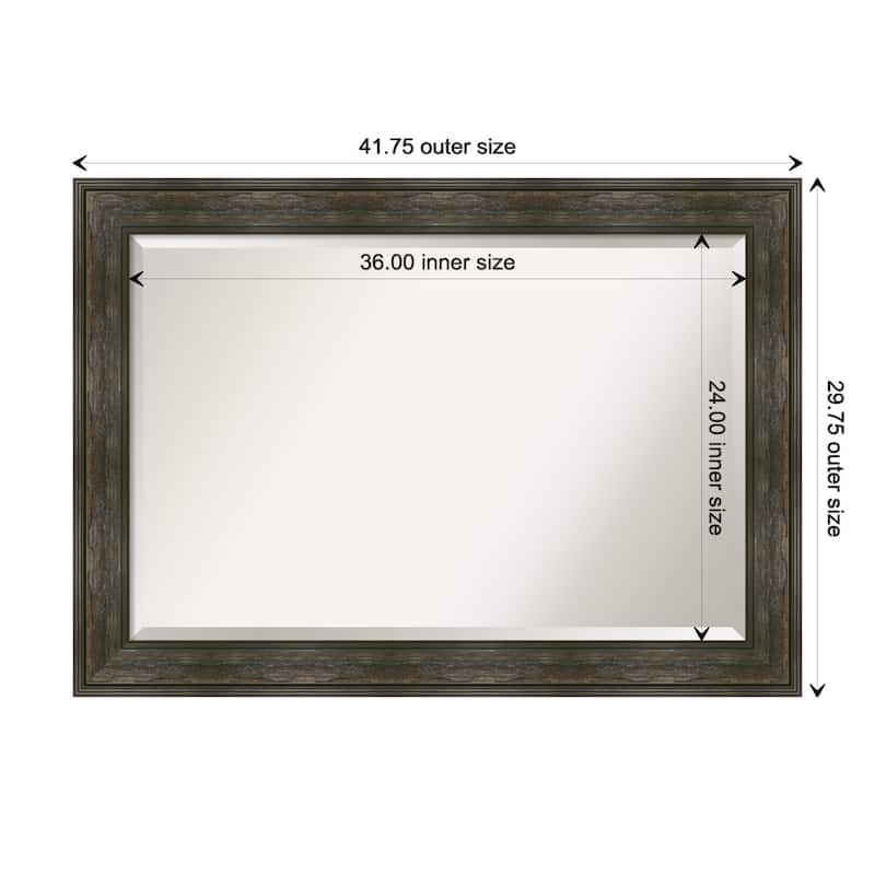 Beveled Wall Mirror - Rail Rustic Char Frame - Rail Rustic Char - 41.75 x 29.75-inch