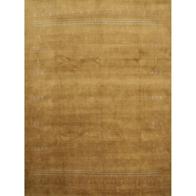 Hand Knotted Oriental 100% Wool Carpet Tribal Animal Pictorial Yellow & Gold Gabbeh Area Rug - 9' 11'' X 9' 11''