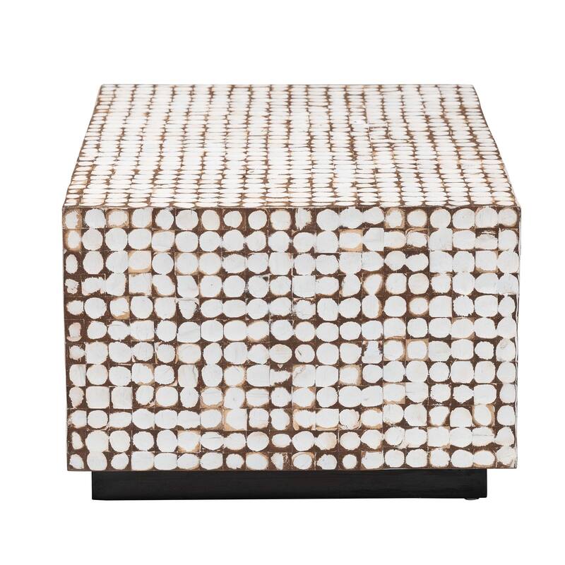 Nitza Bohemian Coconut Shell and Acacia Wood Coffee Table