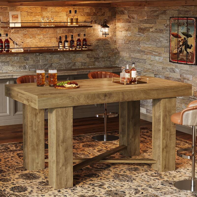 55" Modern Farmhouse Rectangular Bar Table