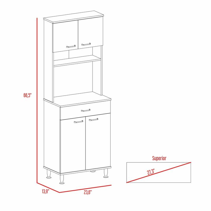 Santa Maria 1-Drawer 1-Shelf Area Pantry with Adjustable Metal Legs Black Wengue