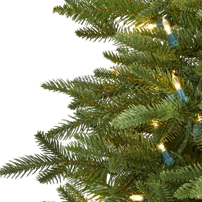 5Ft Artificial Christmas Tree with Lights - Holiday Decor, Festive Tree, Warm White LED Lights, Easy Setup - Green - 60