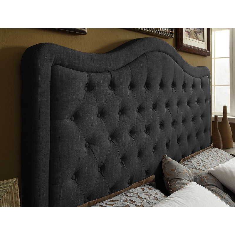 Adella Linen Waved Top Upholstery Platform Bed with Footboard by Moser Bay Furniture