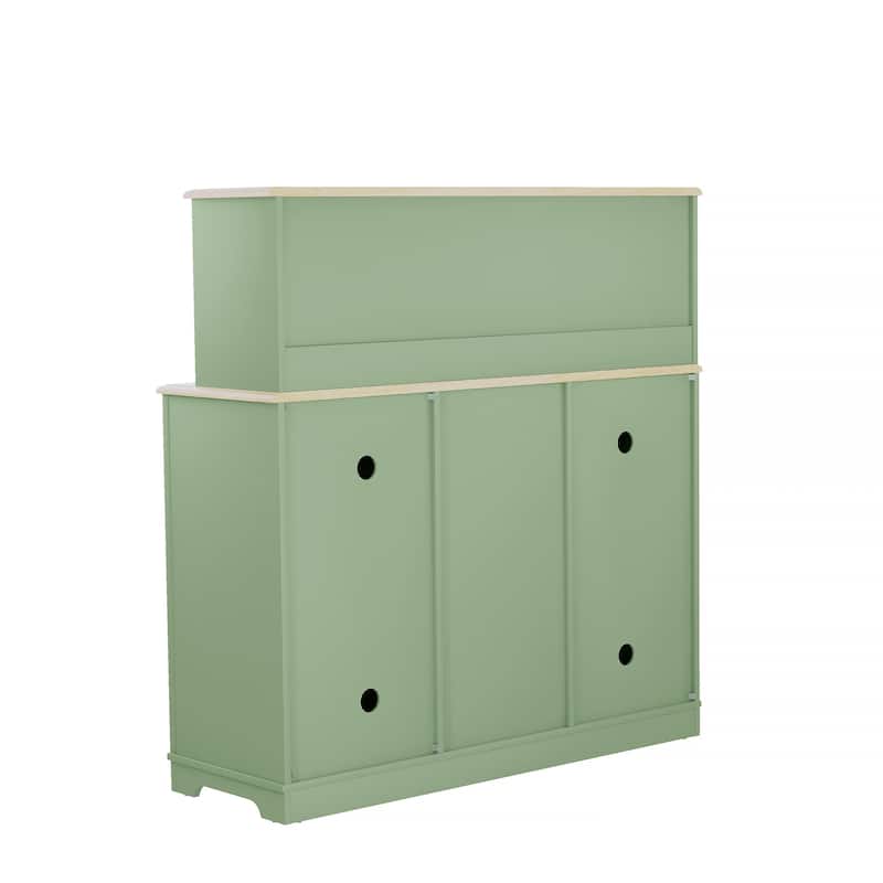 47 in. Wood Buffet Bar Cabinet with Wine Rack with granite pattern countertop