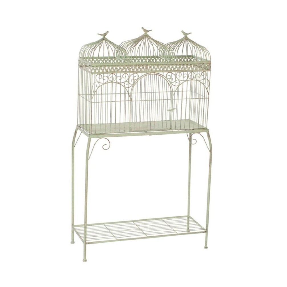 Shop Exquisite Decorative Triple Bird Cage With Stand And Shelf