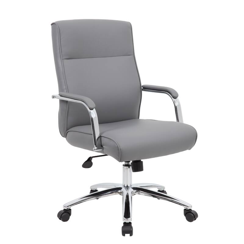 Megh Rolling Executive Conference Chair, Gray Vinyl, Lumbar Support