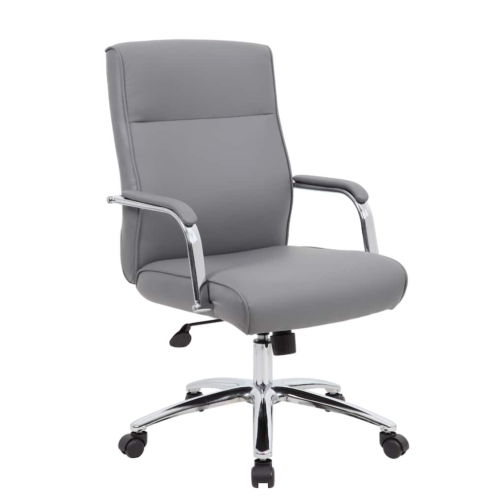 Megh Rolling Executive Conference Chair, Gray Vinyl, Lumbar Support