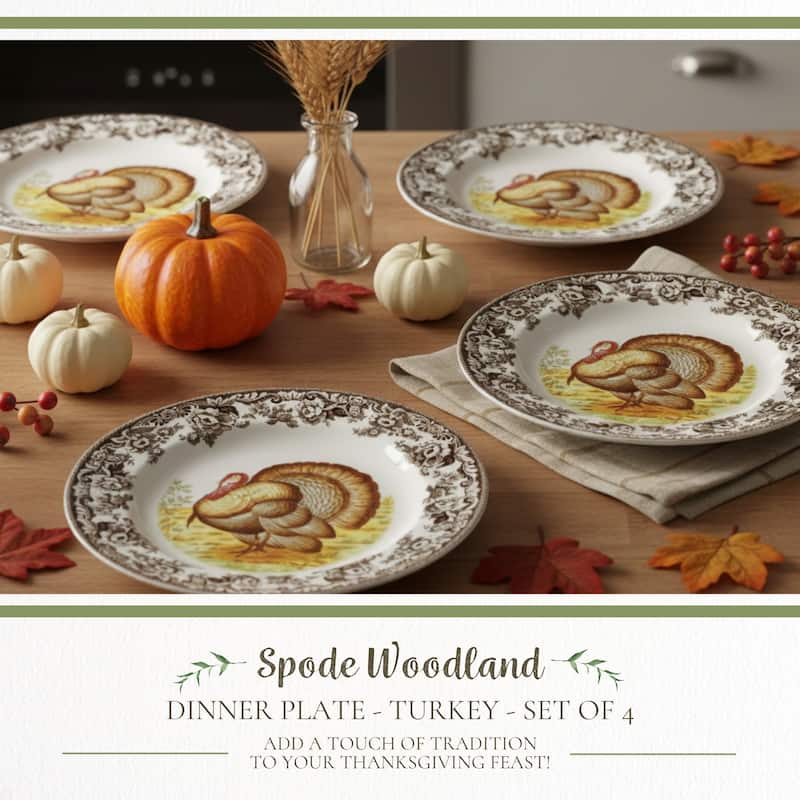 Spode Set of 4 Woodland Dinner Plates - 10.5 Inch