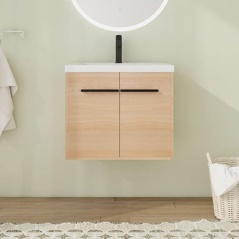 24"/30"/36" Floating Bathroom Vanity with Sink, Wall Mounted Bathroom Vanity with Soft Close Doors - 23.6"×18.1"×20.4"