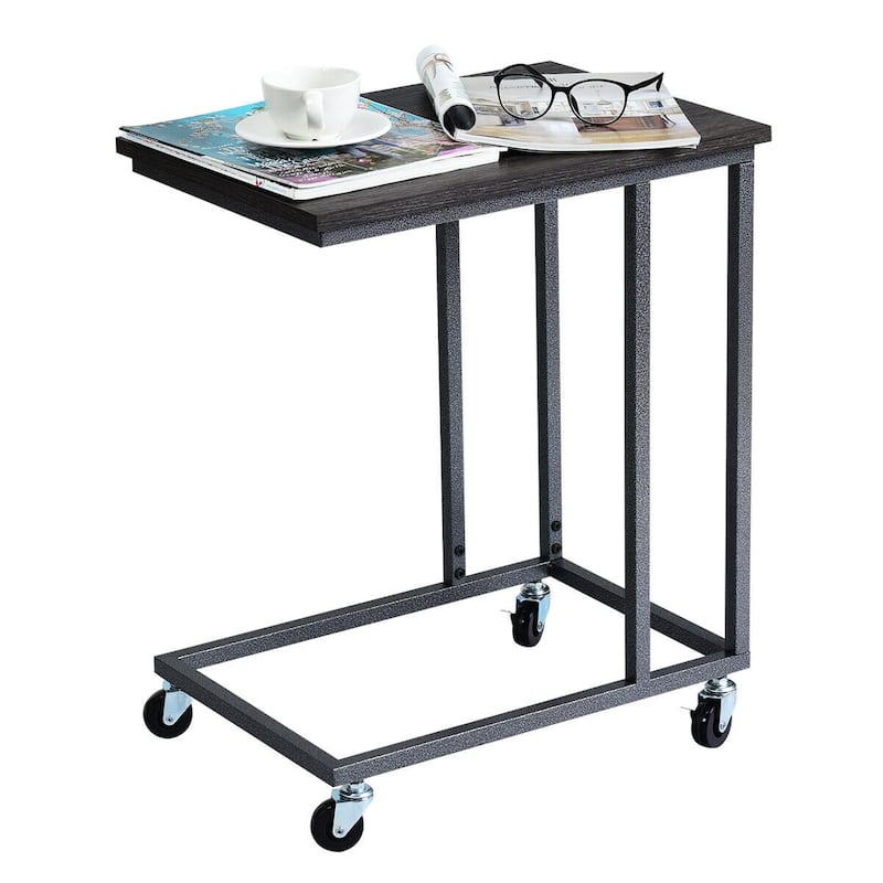 Gymax Laptop Holder Sofa Side End MobileTable Multiple Stand Desk - 20'' X 14'' X 24'' - Brown - 20'' X 14'' X 24''