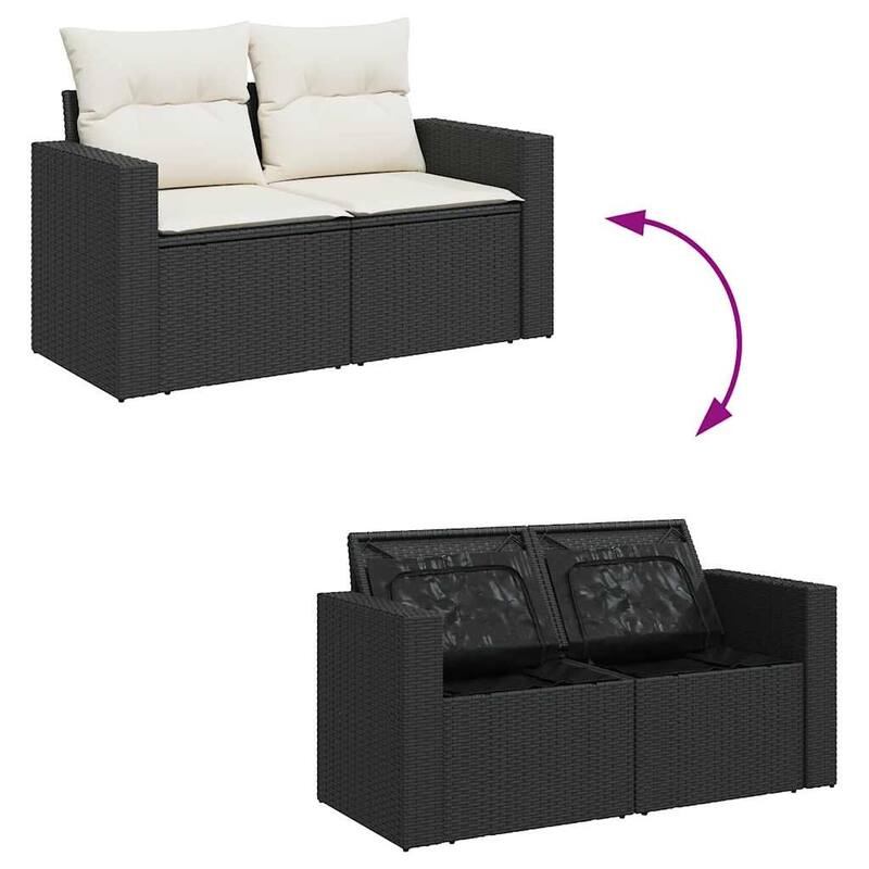 vidaXL Patio Sofa Set with Cushions Outdoor Furniture 6 Piece Poly Rattan