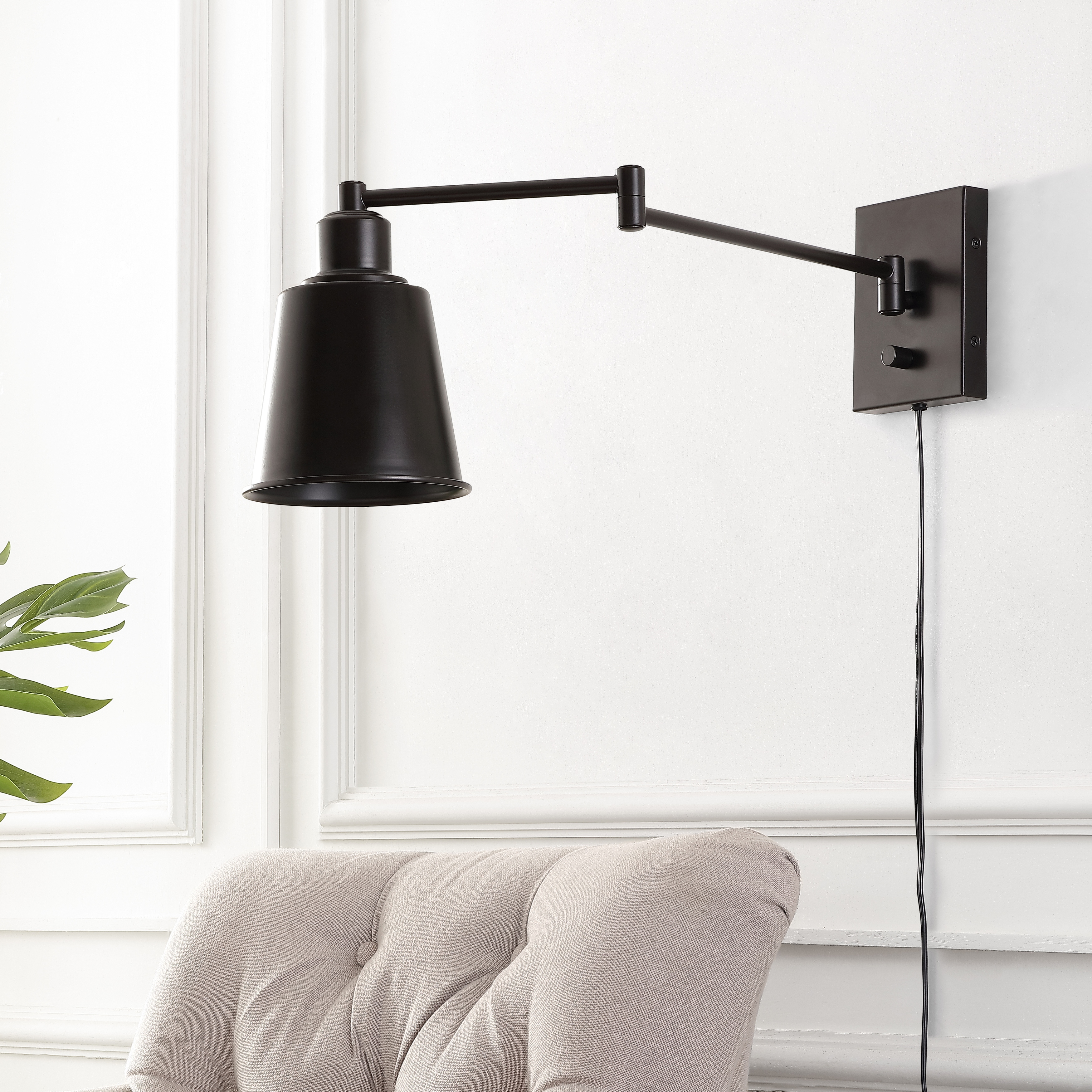 Oil rubbed bronze swing arm wall lamp outlet