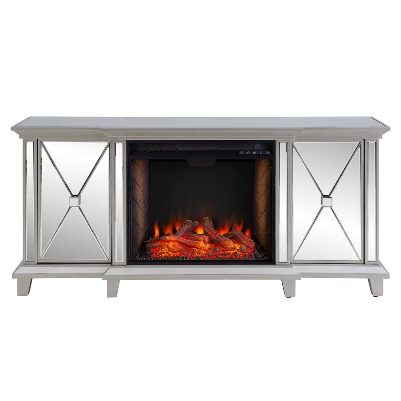 SEI Furniture Toppington Mirrored Fireplace - 58"W x 15"D x 27"H