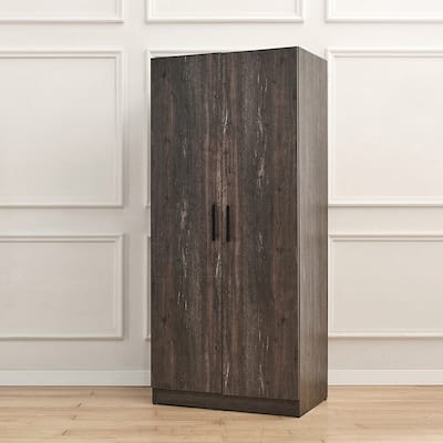 Willow Two-Door Wood Closet with One Shelf in Rustic Gray