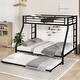 preview thumbnail 3 of 10, Twin XL Over Queen Bunk Bed with Twin Trundle, Metal Bed Frame with Built-in Ladder, Full-Length Guardrails and Plastic Stoppers