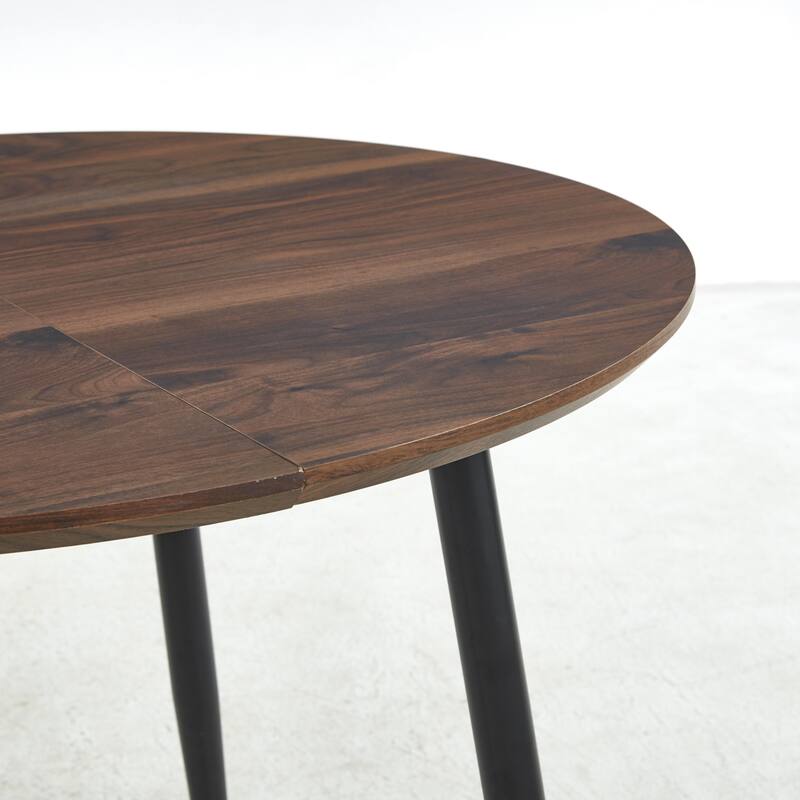 Extensible Oval Dining Table for 4-6 Person, Multi-functional Office Dining Table, Kitchen Table with MDF Top & Metal legs