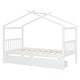 preview thumbnail 10 of 72, Creativity House Bed Twin Size Frame with 2 Wood Drawers for Boys Girls, Wood Platform Bed with Roof No Box Spring Needed