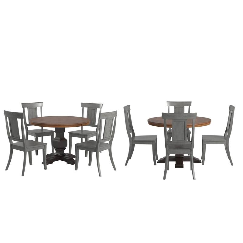 Ronda 45" Round Solid Wood Top Dining Set with Panel Back Chairs