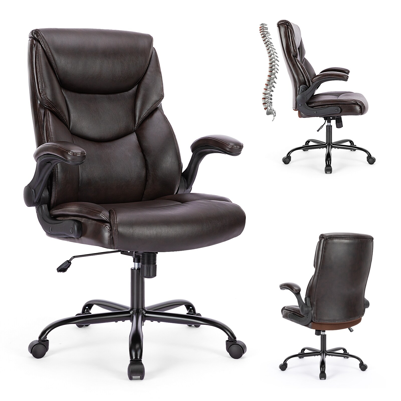 Ergonomic Office Chair Swivel PU Leather Chair Heavy Duty Computer