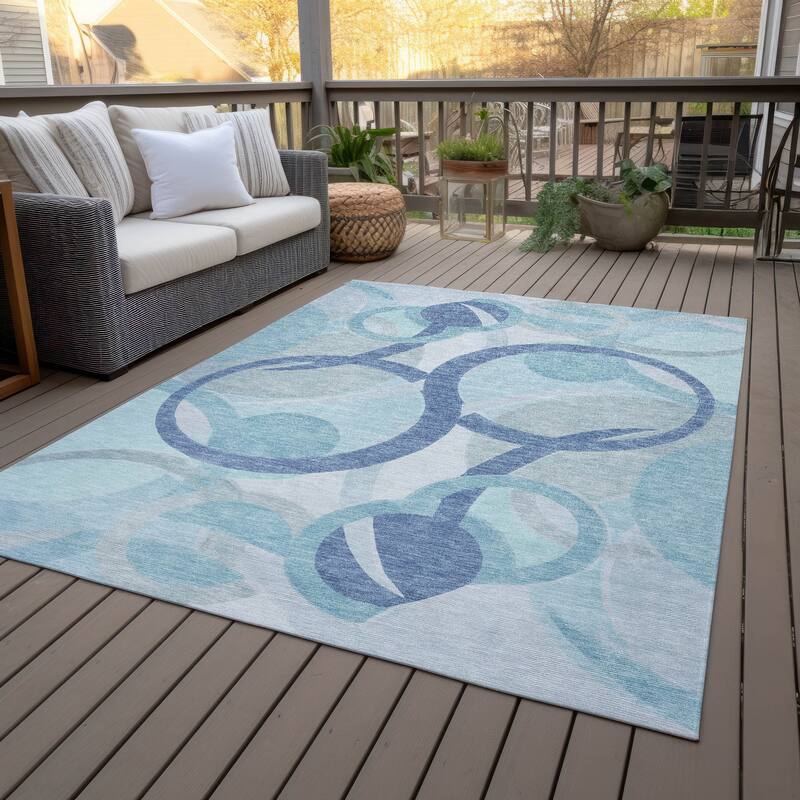 Machine Washable Indoor/Outdoor Contemporary Deco Chantille Rug