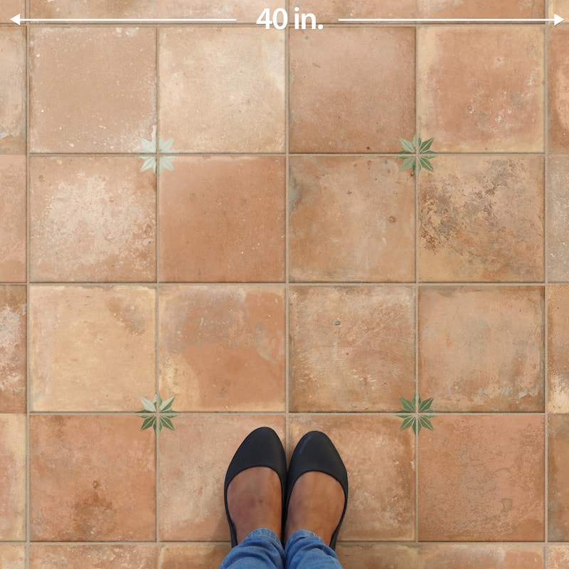 Merola Tile Kings Nonna with Sage Star 17-7/8" x 17-7/8" Porcelain Floor and Wall Tile