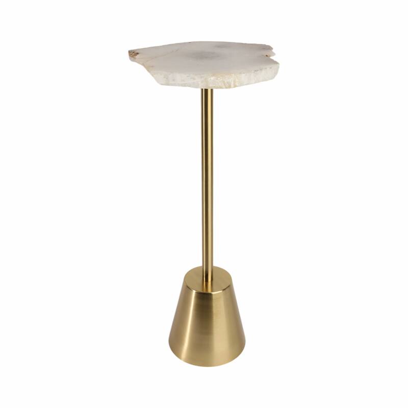 Freeform Agate Natural Edge Side Table with Metal Base