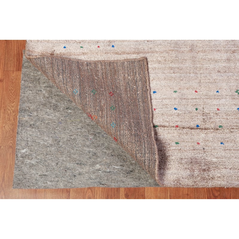 Tribal Gabbeh Indian Area Rug Hand-Knotted Brown Wool Carpet - 8'10" x 11'9"