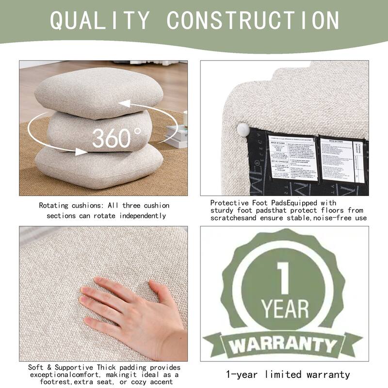 Modern 360° Swivel Multi-Layer Upholstered Ottoman