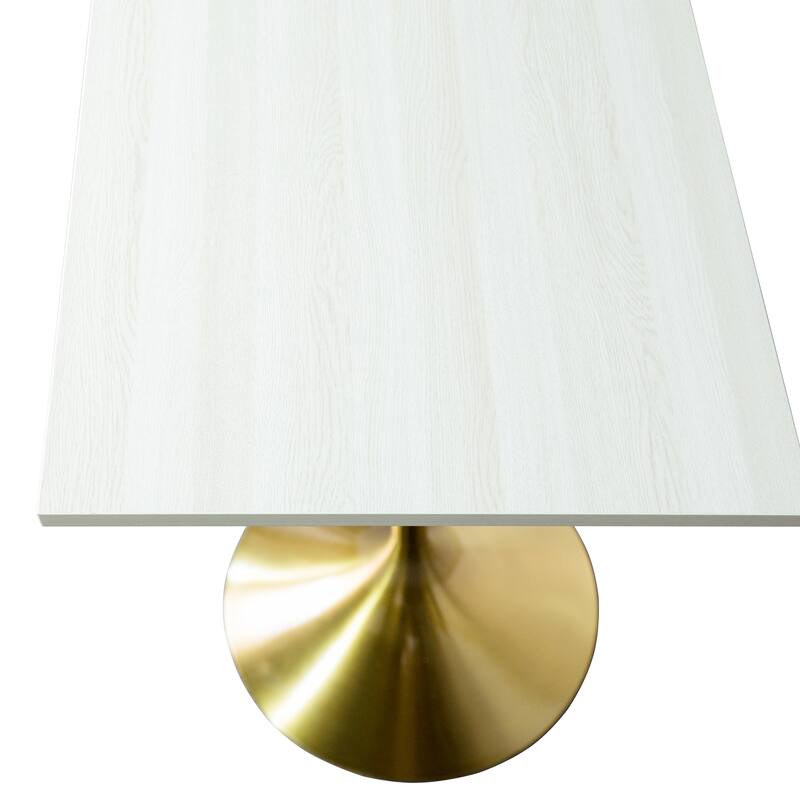 Verve 43 in. Tall Bar Height Dining Table Square MDF Wood Tabletop in Gold Stainless Steel Pedestal Base Accent Bar Table